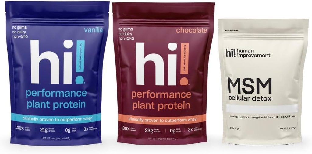 Human Improvement Performance Protein (Chocolaat & Vanille) en MSM Cellular Detox Bundle
