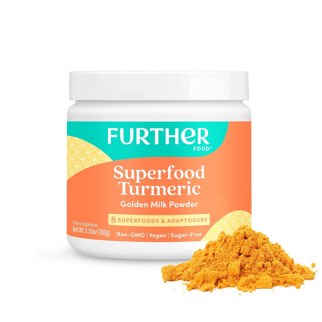 Verder voedsel Beste Kurkuma Golden Milk Biologische Kurkumapoeder, kaneel, gember en zwarte peper Maximale absorptie Joint Health, Gut Health, Sugar-Free, Vegan, Keto (6.35 oz)