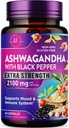 Ashwagandha 2100 mg - Ashwagandha supplementen voor vrouwen in Veggie Capsules met Poeder & Root Extract, Black Pepper voor Hoge Absorptie, Plant Based, Non-GMO, Gebotteld in de VS - 60 Veggie Capsules