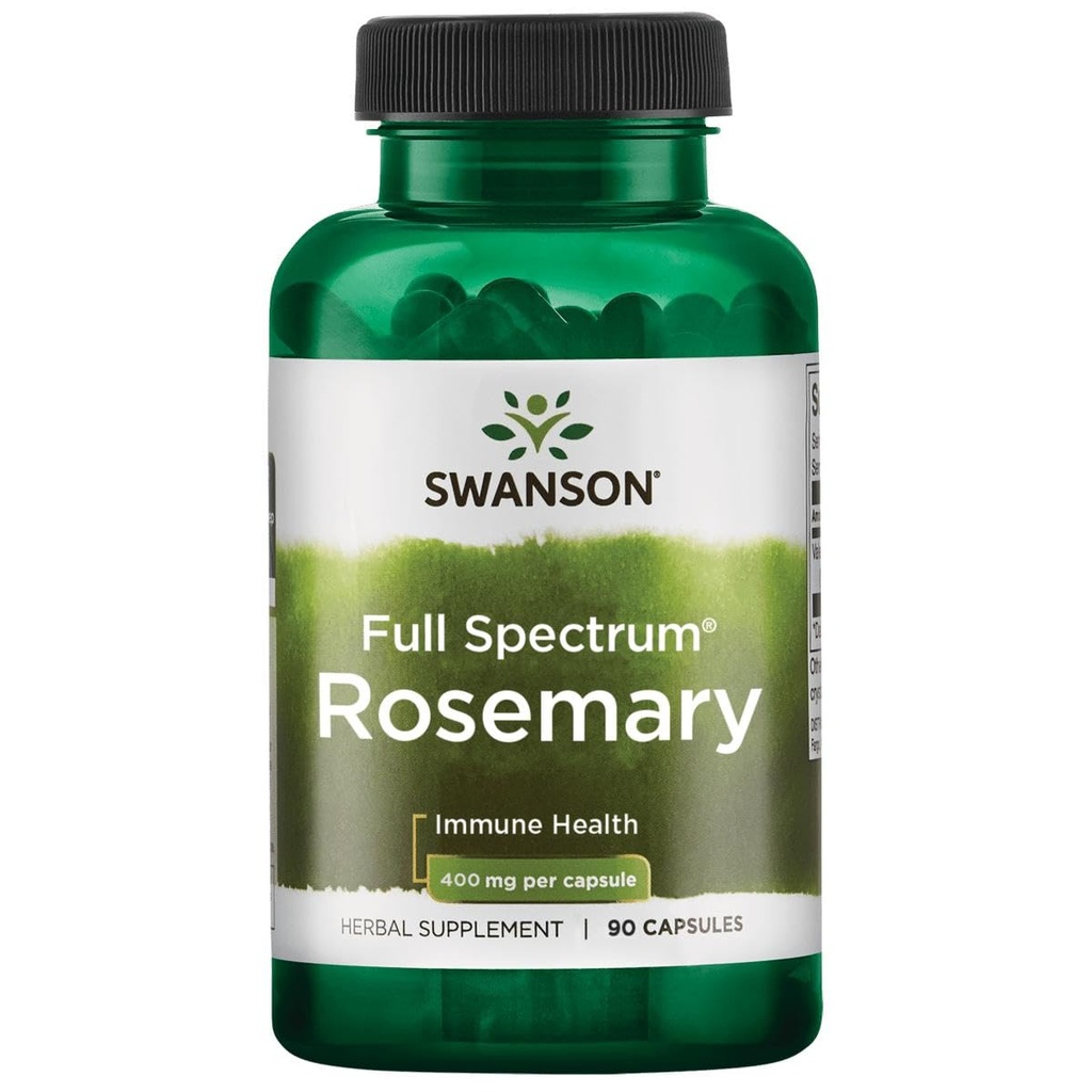 Swanson Full Spectrum Rosemary - Herbal Supplement Promoting Immune Health Support - Natural Formula to Help Defend The Body & Support Overall Wellness - (90 Capsules, 400mg elk)