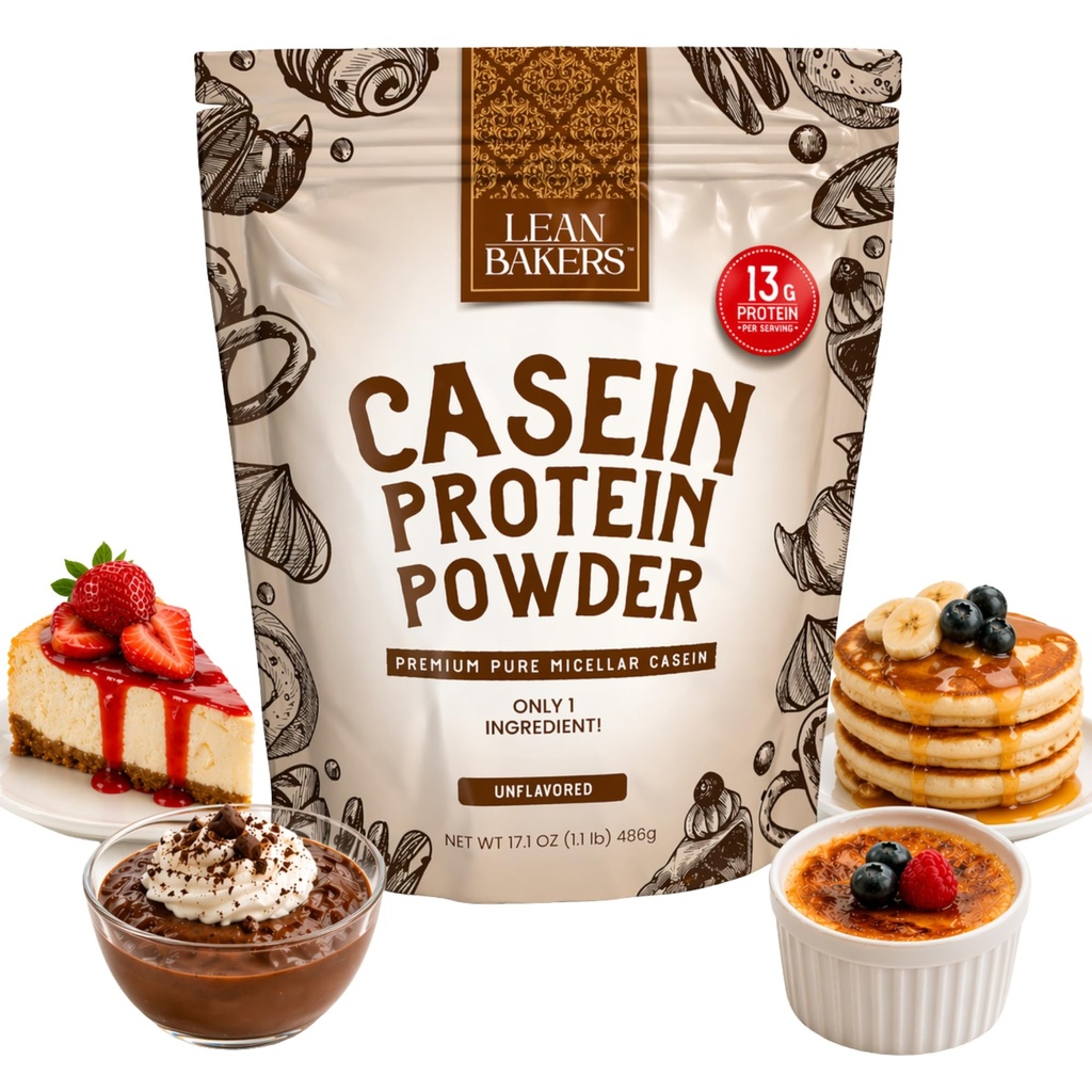Caseïne Proteïnepoeder, Pure Micellar Caseïne, Glutenvrij, voor het bakken van hoge proteïne Lage Calorie Snacks, geen zoetstoffen, 1,1lb