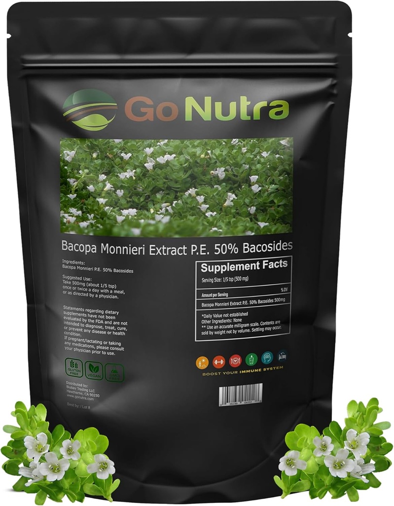 Go Nutra Bacopa Extract Poeder (Bacopa Monnieri) 50% Bacosiden - Kruidenextract Brahmi Supplement (4 oz.)