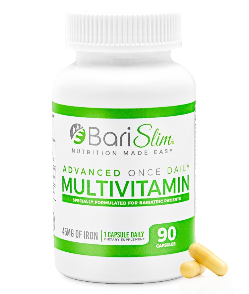 BariSlim Advanced Once Daily Bariatric Multivitamine Capsule - 45 mg Iron - Bariatrische Vitamine voor post bariatrische chirurgie Inclusief Gastric Bypass en Gastric Sleeve 90 dagen levering