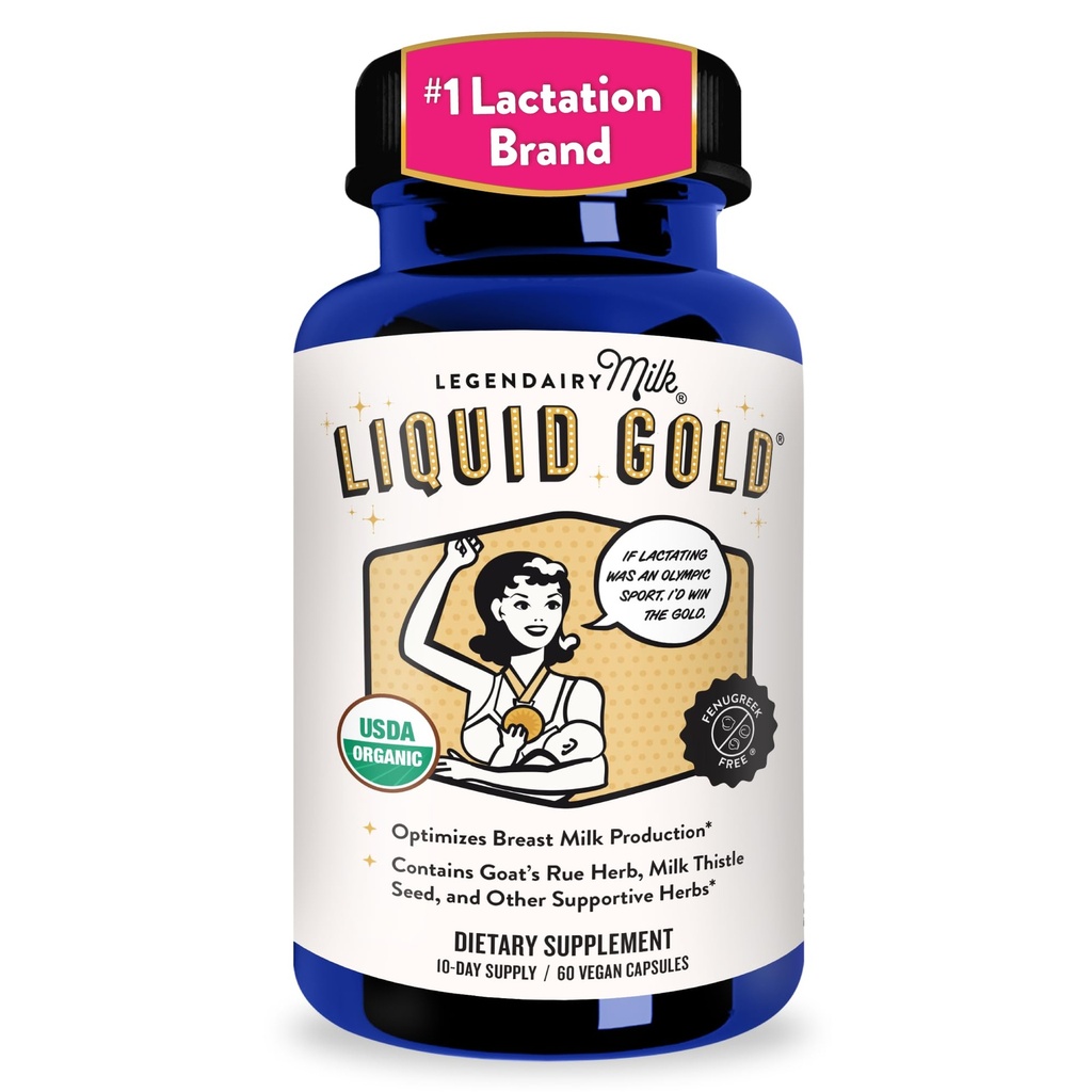 Legendairy Milk Liquid Gold Borstvoeding Ondersteuning Borstvoeding Supplement met Organische Geiten Rue, Melkdistel, Shatavari, Fenne, Alfalfa & Anijs Borstvoeding Supplementen, 60 Tel.