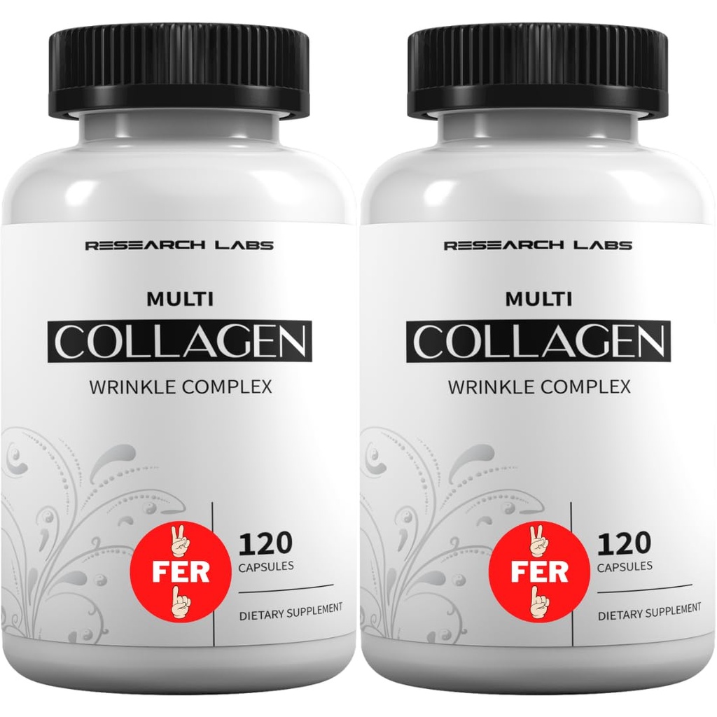Research Labs 2 voor 1 Promo 240 Collageen Pillen - 6000 mg per dag. Gras Fed anti-aging ondersteuning voor huid, gewrichten, tendons, botten, haar en nagels. Paleo Friendly. Collageen Peptides Powder Supplement ...