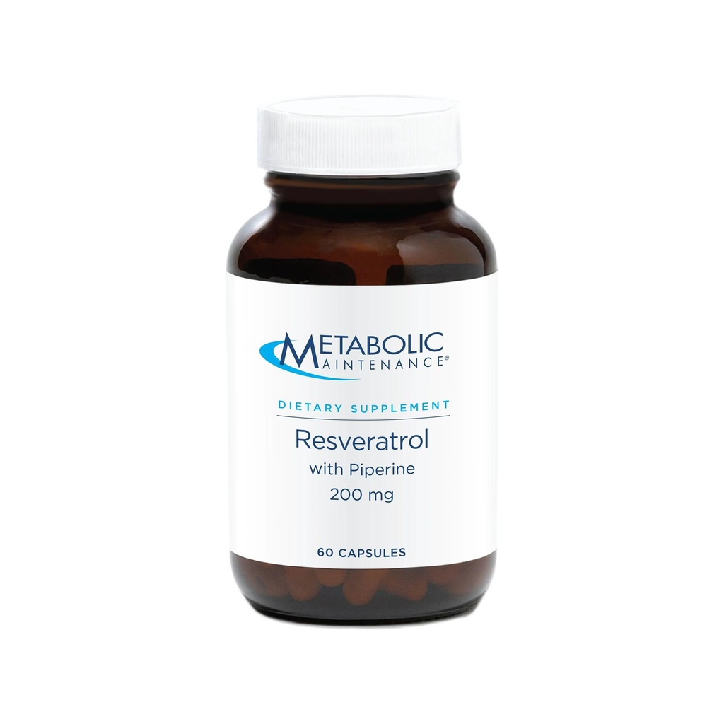Metabolische Onderhoud Resveratrol met Piperine - Trans Resveratrol Supplement Capsules for Antioxidant + Cardiovasculair Ondersteuning, Geen Fillers, 200mg Trans-Resveratrol Per dosis - 60 Capsules