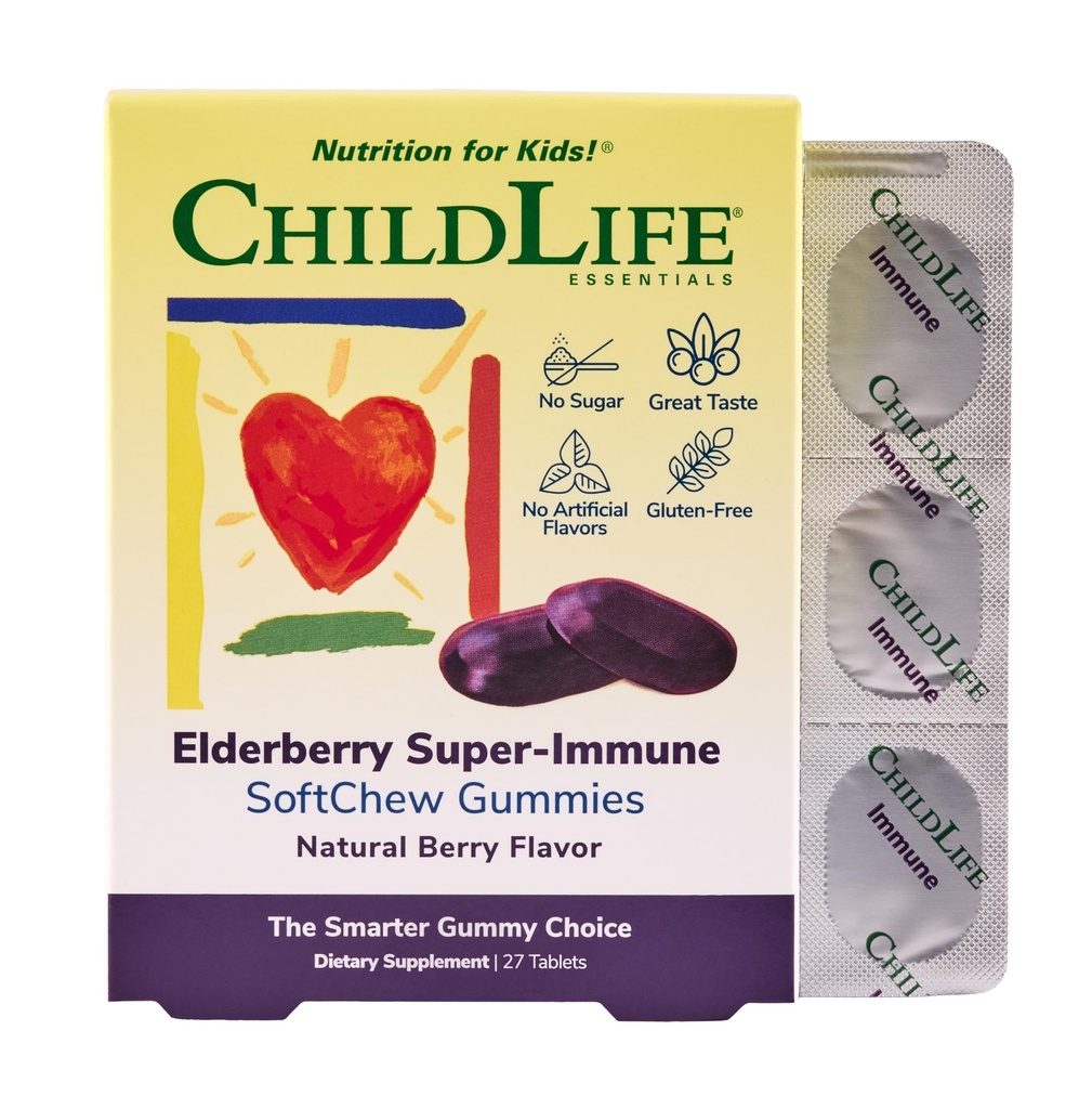 KINDLIFE ESSENTIËLES Vlierbes Super-Immune SoftChew Gummies for Kids - Immune Support with Vitamin C & Vitamin D3, Vlierbes Immune Supplement for Babies, Toddlers & Children - Berry, 27 Softchews
