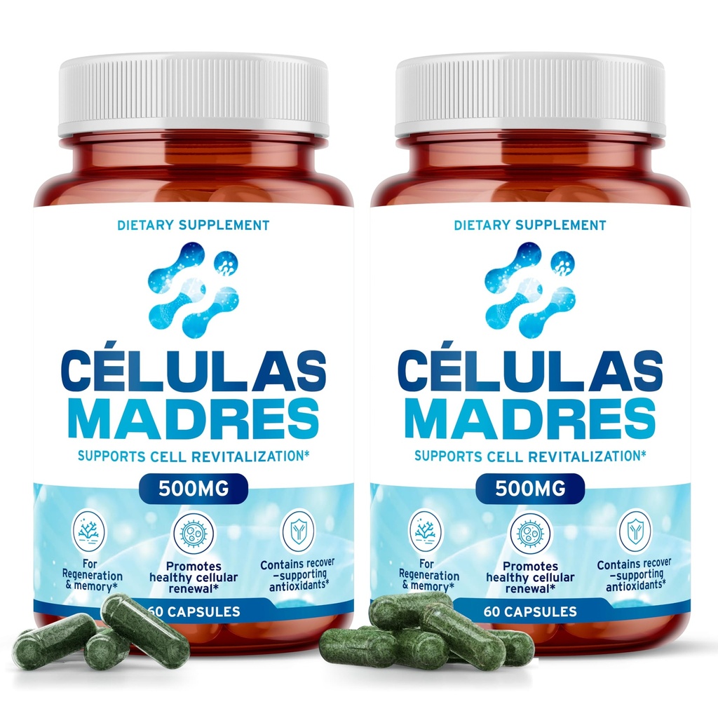 Stamcelsupplementen 500mg (120 Cap) Natuurlijke anti-aging & longevity ondersteuning met Spirulina & Chlorella, Boost Cellular Hernieuwing, Herstellen Jeugdige Energie, Verminder Joint Soreness