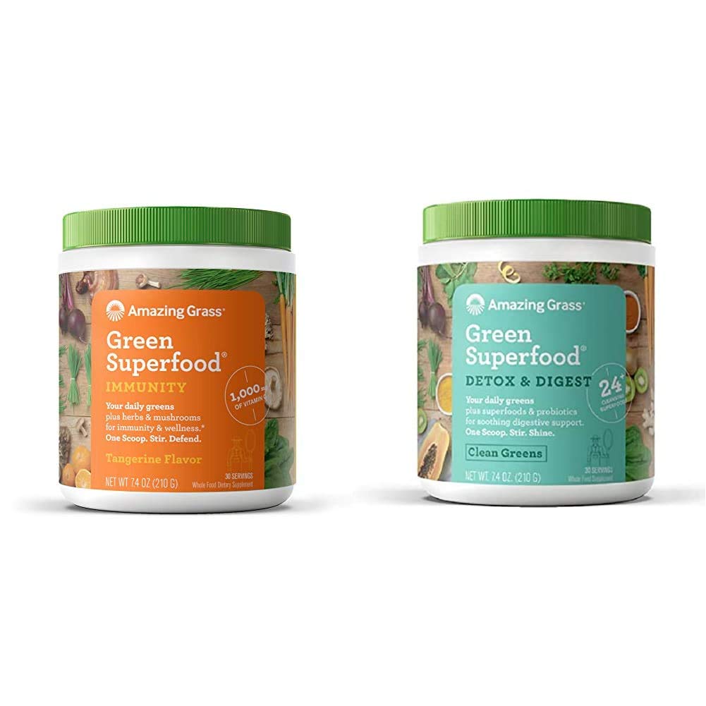 Verbazingwekkend gras Greens Blend Superfood Powder for Immune Support + Detox & Digest