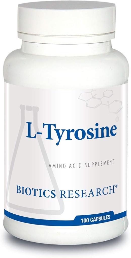 Biotics Research L Tyrosine 500 Milligram, Mood and Memory Support, Supports Overall Relaxation Response, Supports Thyroid Function. 100 Capsules