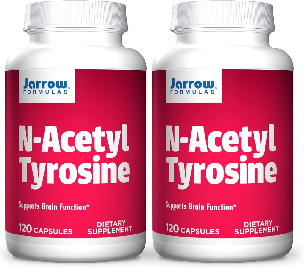 Jarrow Formulas N-Acetyl Tyrosine 350 mg - 120 Capsules, Verpakking van 2 - Ondersteunt hersenfunctie - Bevat vitamine B6 voor Aminozuur Metabolisme - 240 Total Servings