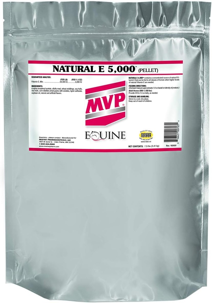 Natuurlijke E 5.000 (7,5 lb) Natuurlijke vorm van vitamine E voor betere biologische beschikbaarheid voor paarden