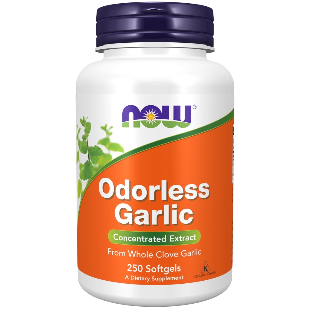 NOW Voedingssupplementen, reukloze Knoflook (Allium sativum), geconcentreerd Extract, 250 Softgels