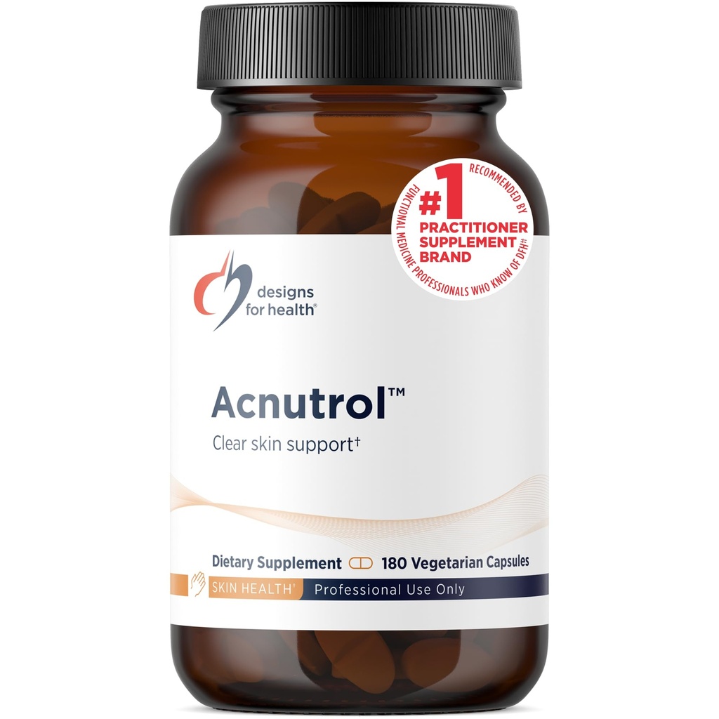 Designs for Health Acnutrol Clear Skin Support Pillen - Pantotheenzuur + 50000 IE Vitamine A, Vitaminen D + E, Carnitine + Mineralen - Non-GMO + Soy Free Oral Supplement (180 Capsules)