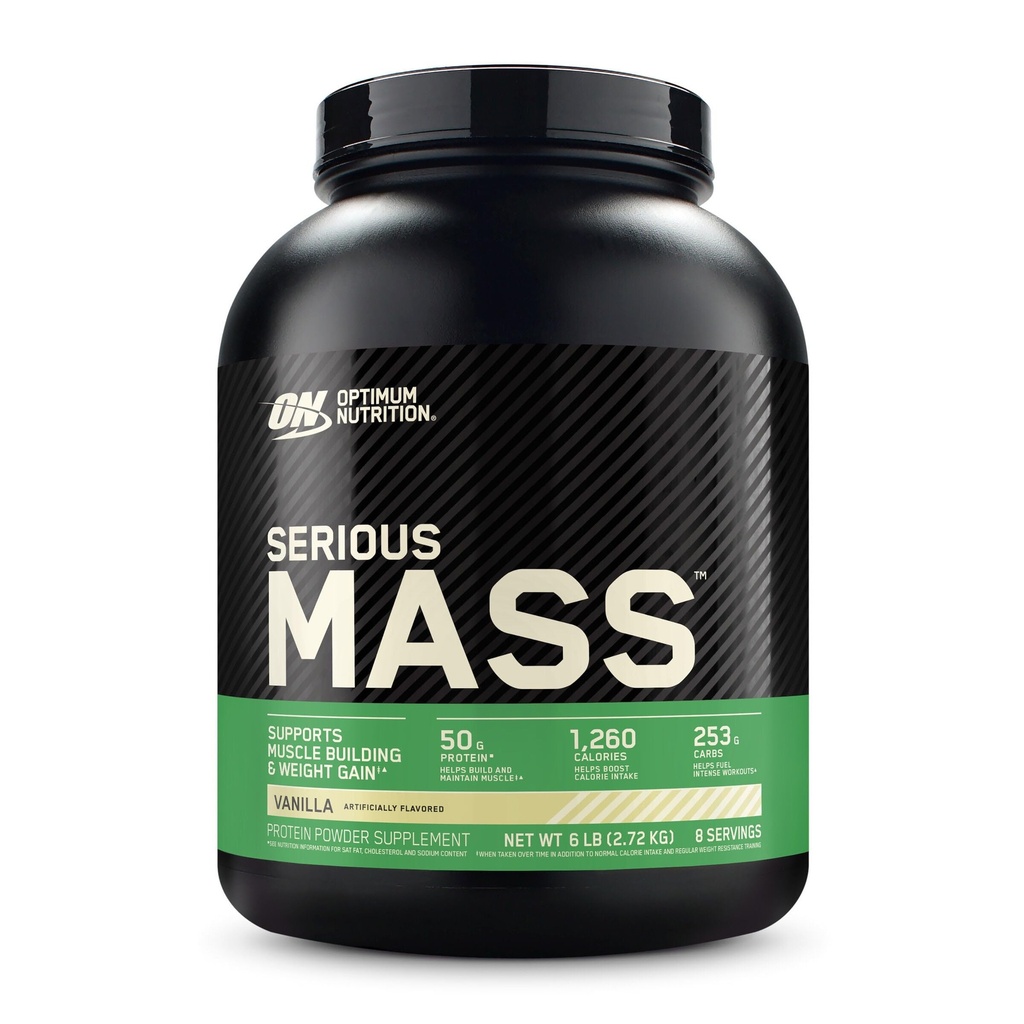 Optimum Nutrition Serious Mass, Weight Gainer Protein Powder, Mass Gainer, Vitamin C and Zinc for Immune Support, Creatine, Vanilla, 6 Pound (Packaging May Vary)