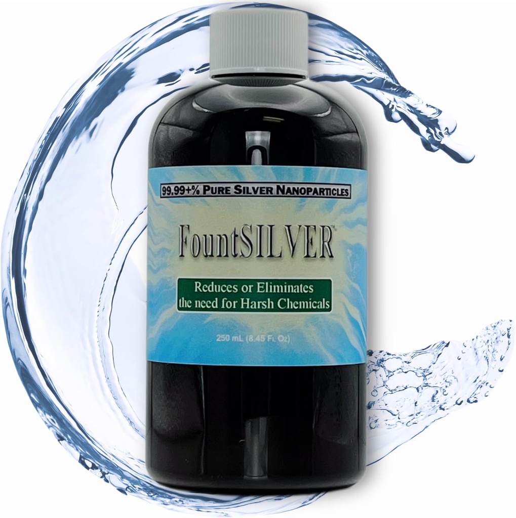 FountSILVER Fountain Water Treatment - Concentrated True Collective Silver - 250 ml (8,45 Fl Oz) in Amber BPA-Free Bottle