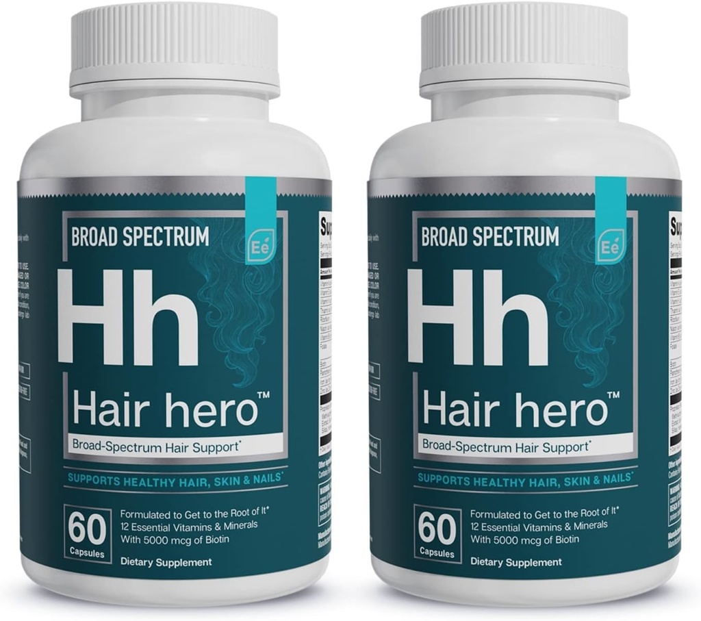 Essential Elements® Hair HeroTM - Hair Vitamins for Men - Breed-Spectrum Ondersteuning met 5000 mcg Biotin - 60 Tellen - 30 Servers (2-Pack)