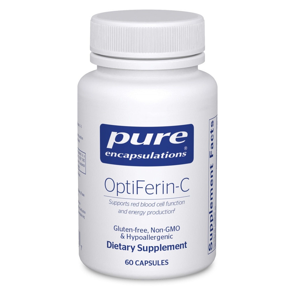 Pure Encapsulations OptiFerin-C - for Red Blood Cells & Energy - Iron Absorptie Support - Energy Supplement* - Vitamine C Verrijkt - Glutenvrij & niet-GMO - 60 capsules