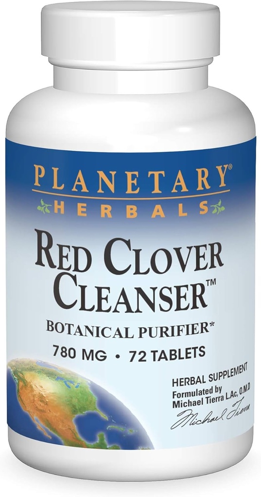 Planetaire kruiden Red Clover Cleanser Tablets, 72 Tellen