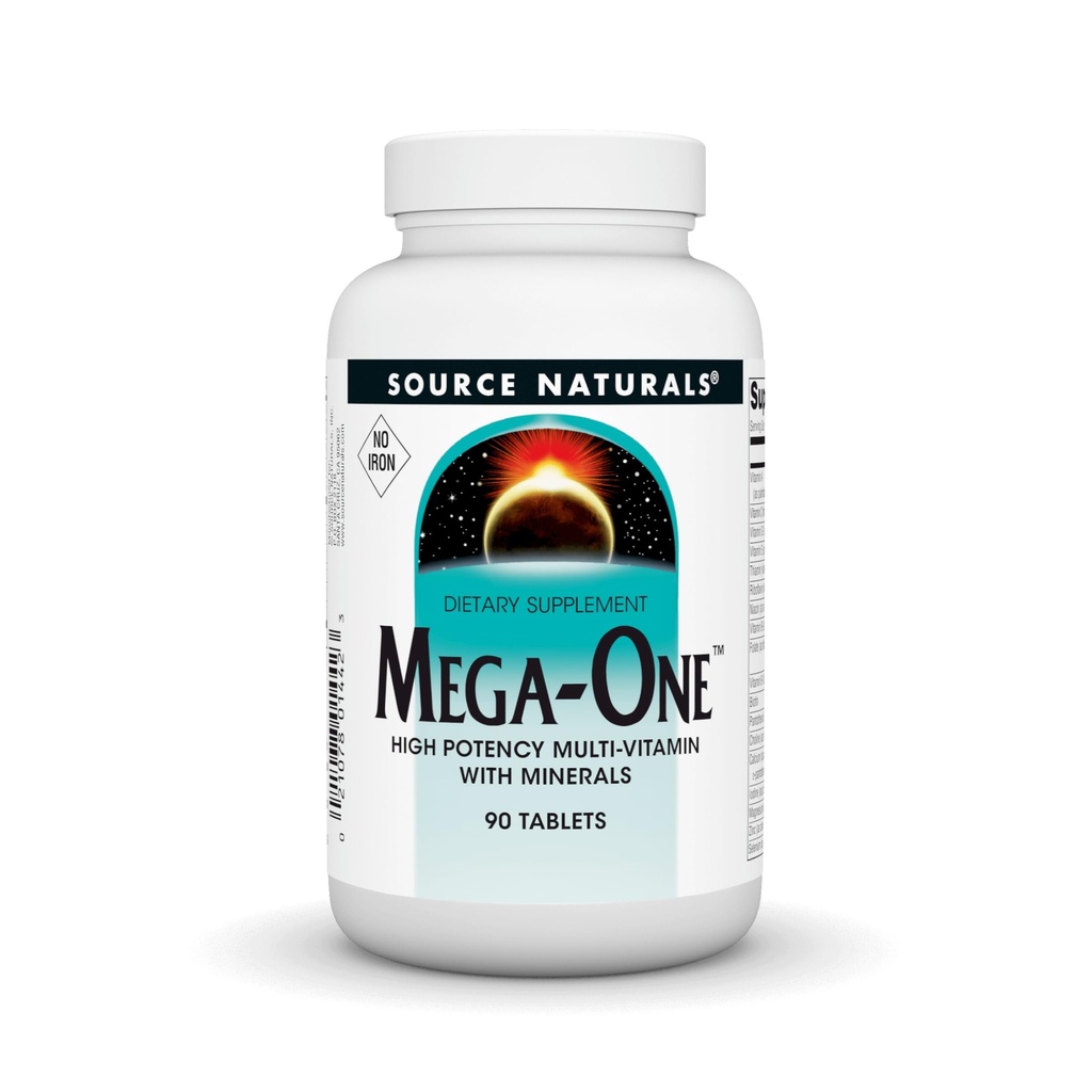 Source Naturals Mega-One Muti-Vitamin with Minerals, No Iron - 90 Tablets