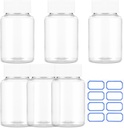 Sibba Clear Pill Bottle 6 stuks Lege Medicine Organisators 30ML Jar Powder Box Opslag Transparante Reagent Containers Plastic Dispenser Leak Proof Caps Receptacle voor Toiletartikelen Counter Labels