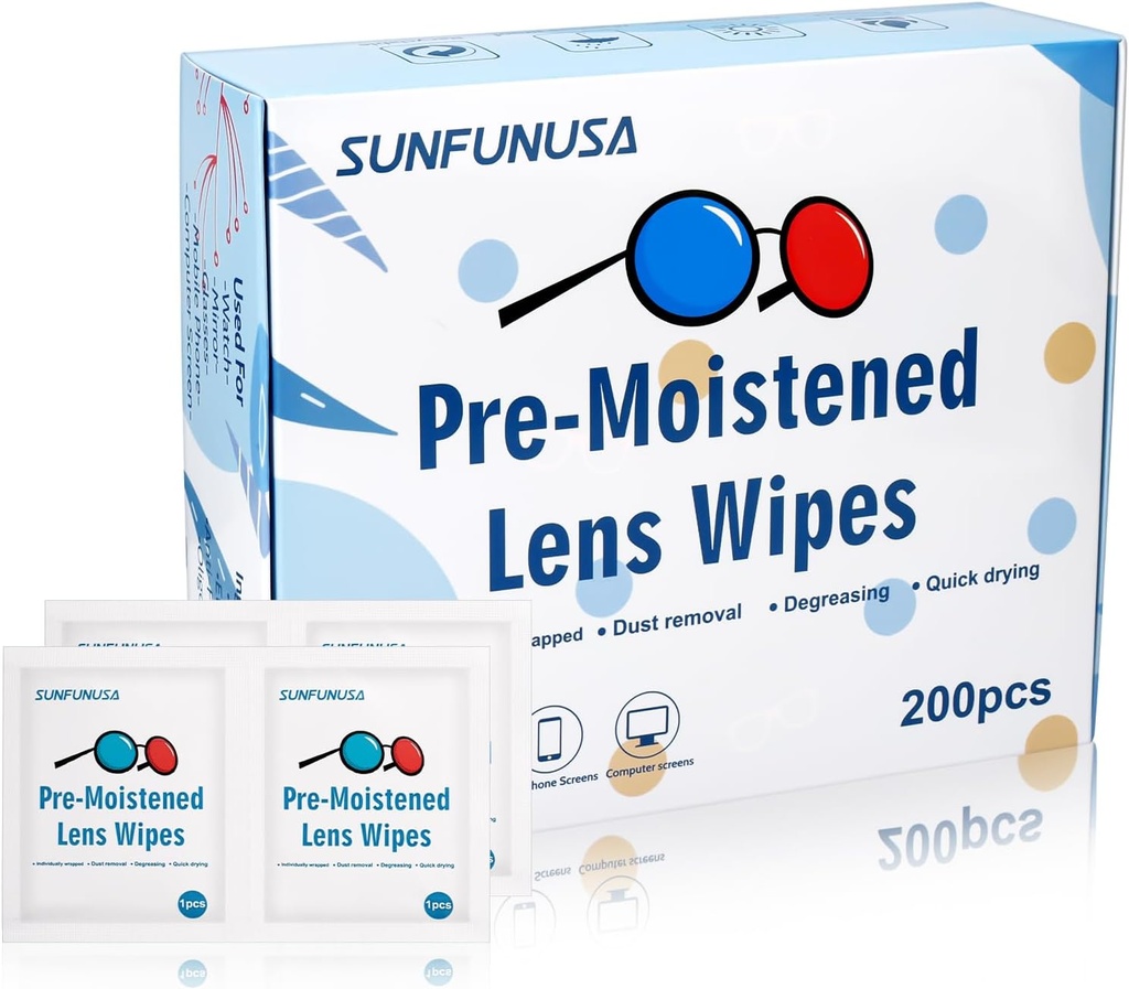 200 Count Lens Reiniging Wipes-voor-bevochtigd individueel verpakte glazen Wipes Optical Screen Cleaner Streak Free Fast Drying