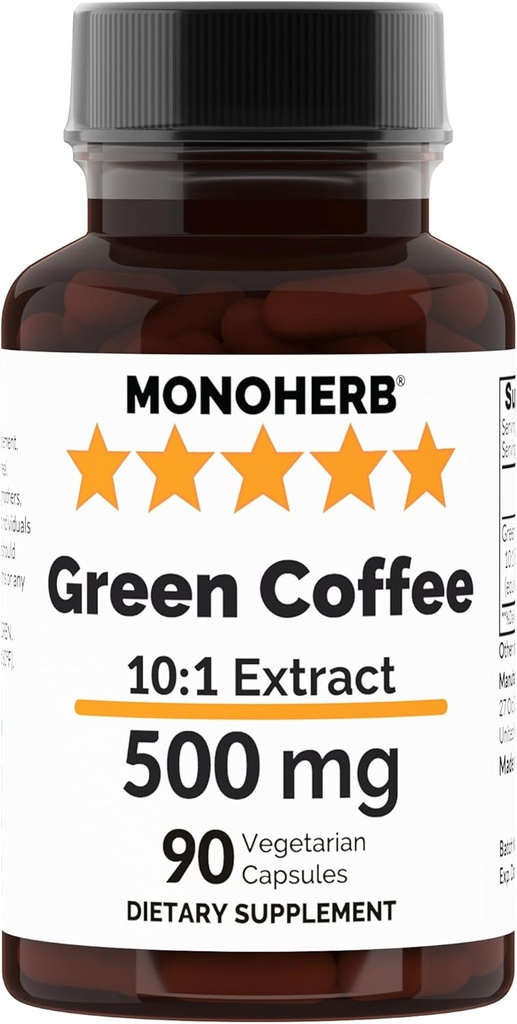 MONOHERB Green Coffee Extract 500 mg - 90 Vegetarische Capsules