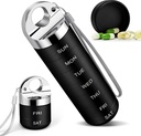 TaroKitc Metaal Wekelijkse pil Organisator, Stijlvolle Aluminium Legering Travel Pill Box, Draagbare Waterdichte Dagelijkse Pill Case, 7 dagen medicijnhouder met grote compartiment voor vitamine, visolie, supplement(Zwart)