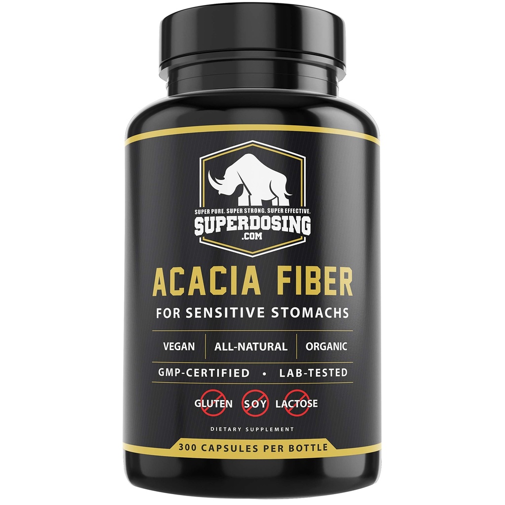 Fast Acting, Biologische Acacia Senegal Fiber Capsules 300pk. Natuurlijke Oplosbare Fiber Supplement Pill. Vegan Prebiotic Capsules.