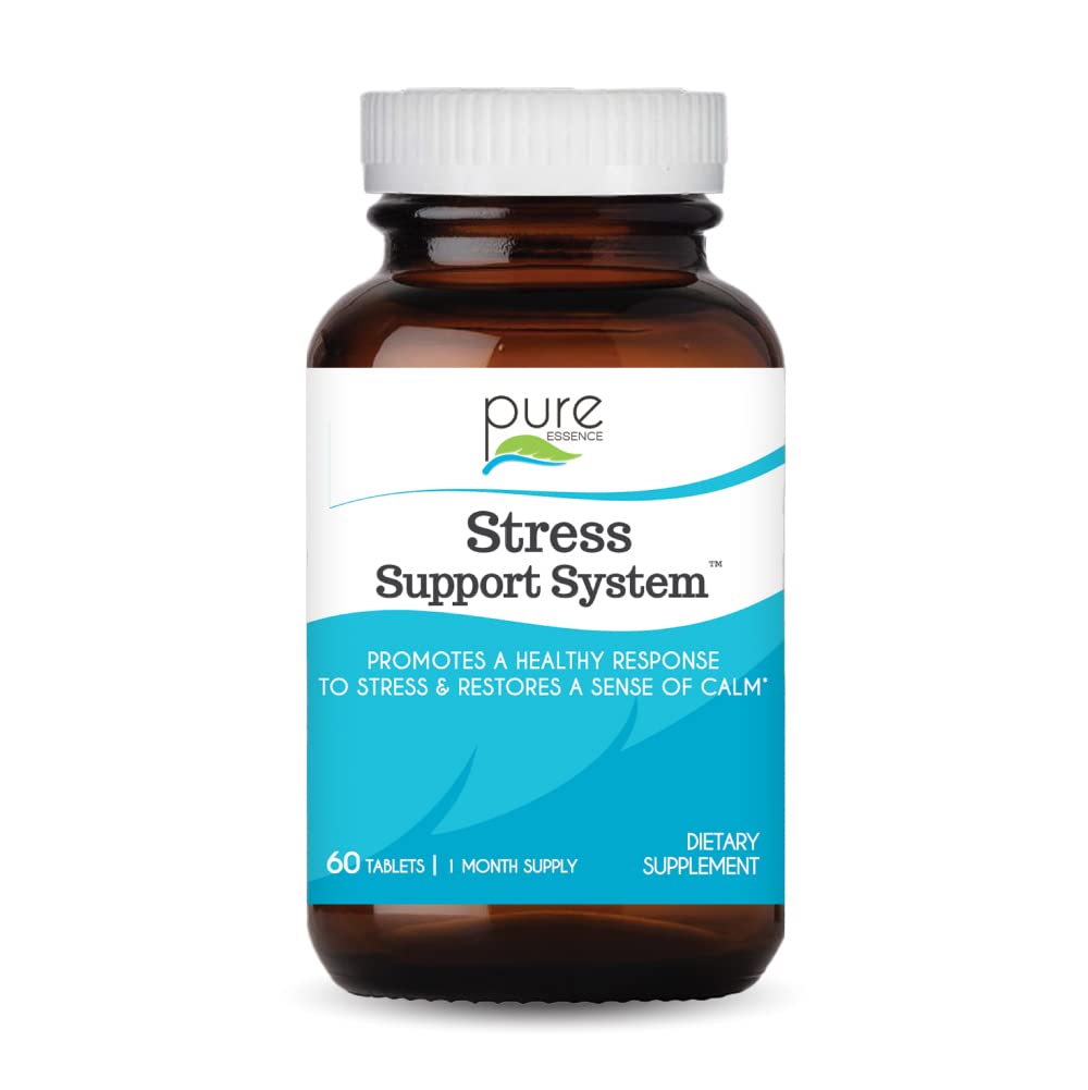 PURE ESSENCE LABS Stress Support System - Best Immune Support - Immunity Booster & Dietary Supplements - Hoofdpijn & Stress Relief - Geeft natuurlijke rust (60 tabletten)