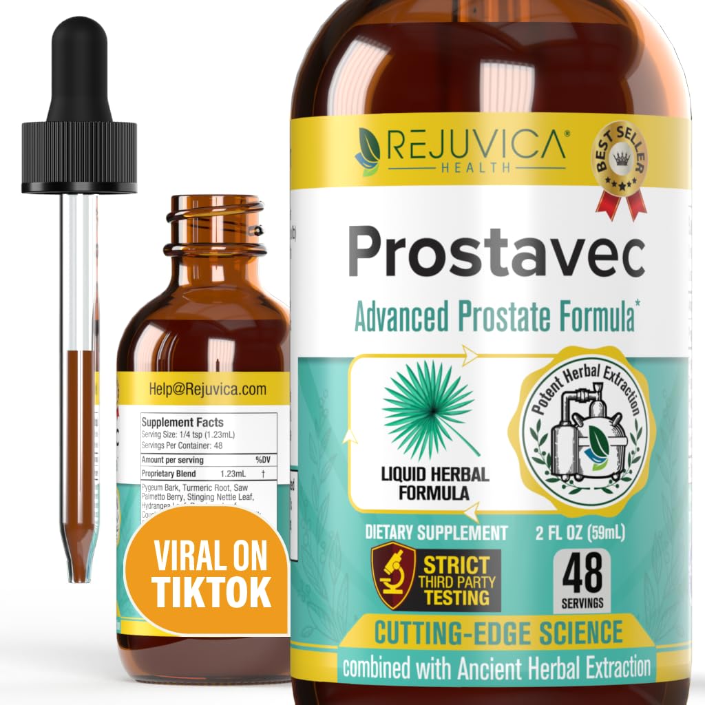 Prostavec Advanced Prostate Support Supplement - vloeibare formule voor snellere absorptie met Pygeum, Saw Palmetto, Stinging Nettle + Turmeric & Damiana - Vegan, Non-GMO - 2 fl oz