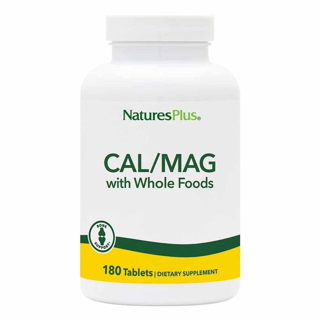 NaturesPlus Levensbron Cal/Mag Mineral Supplement- 500 mg Calcium, 250 mg Magnesium, 180 Vegetarische Tablets - Whole Food Supplement, Promoot Bone Health - Glutenvrije - 90 porties