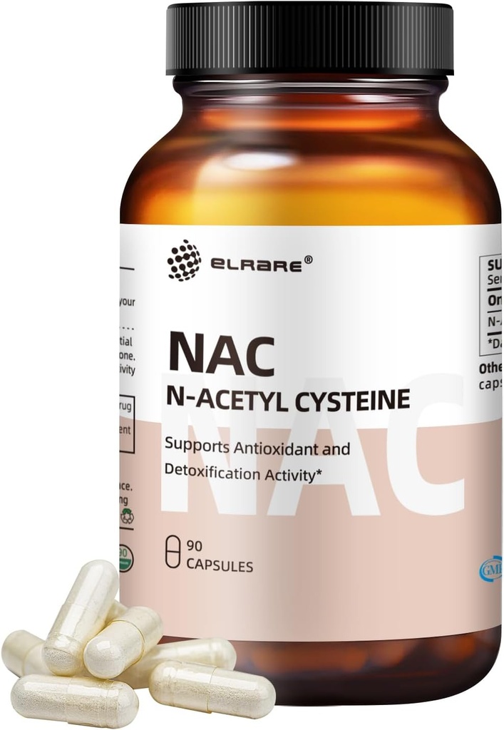 N-Acetyl-L-Cysteine (NAC) Supplement 450mg,Antioxidant,Promotes Liver&Kidney Detox,Ondersteunt Ademhalingsgezondheid en Immuunfunctie,90 Capsules