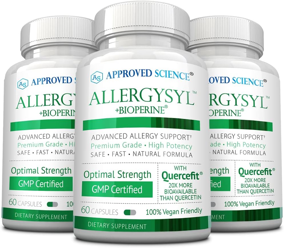 Goedgekeurde Wetenschap Allergie - Lagere intensiteit van seizoensallergieën, Boost Immunity, Rijk in Antioxidanten - Vegan Friendly - 180 Capsules - Made in USA