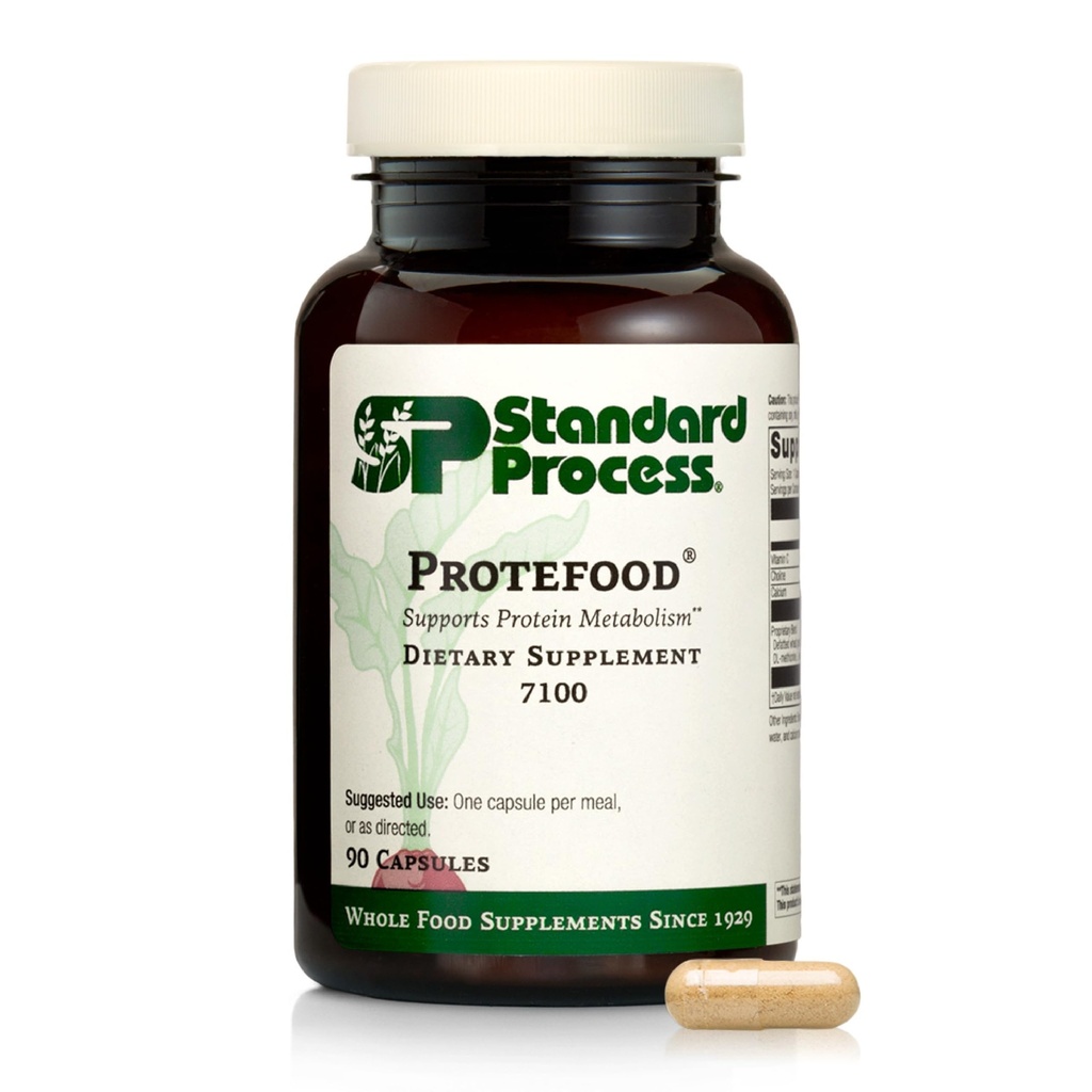 Standard Process Protefood - Proteïne Metabolisme Support Supplement - Aids Bone & Immune Health - Whole Food Based Supplement for Cellular Health Support - Inclusief Calcium & Vitamine C - 90 Capsules