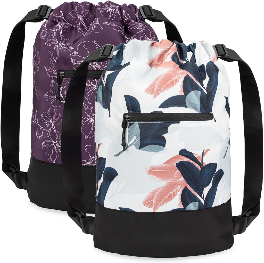 [2-Pack] Flex Cinch koord Gym Bag voor vrouwen met grafische ontwerpen 