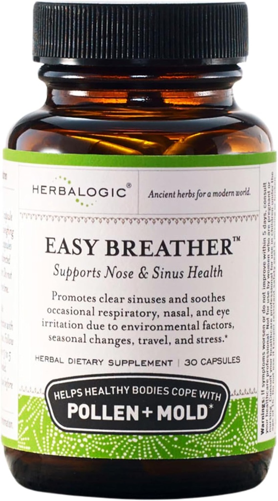 Herbalogic - Easy Breather Herb Capsules - Supports Nose & Sinus Health - Helps Healthy Bodies Cope with Pollen & Mold - Based on The Traditional Chinese Formula Yu Ping Fang San - 30 Cap Count