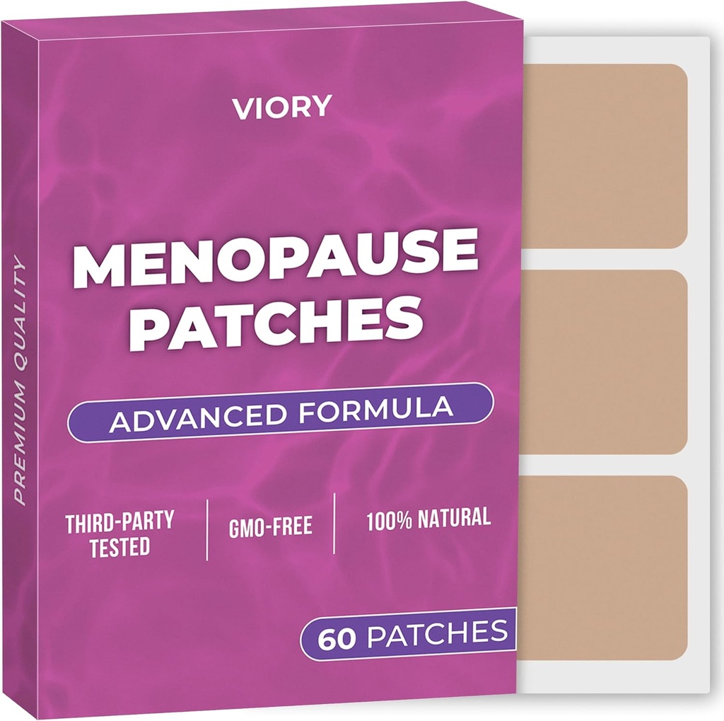 Menopauze Relief Patches (verpakking van 60) - 100% Natural Patch - met Biotin, D, Kurkuma Curcumin, B12 - Enhanced Formula