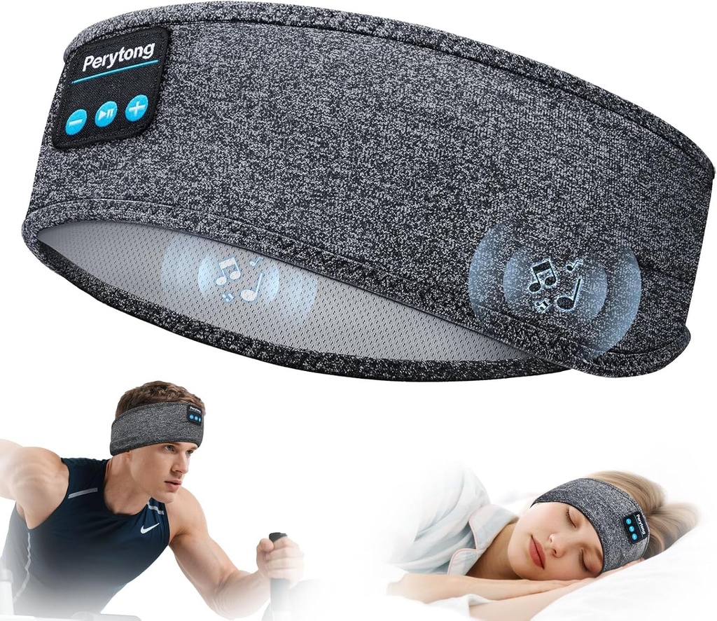 Perytong Slaapkoptelefoon Draadloze, Bluetooth Sport Headband Hoofdtelefoons met Ultra-Thin HD Stereo Sprekers Perfect voor Slapen, Workout, Jogging,Yoga, Slaaploosheid, Air Travel, Meditatie