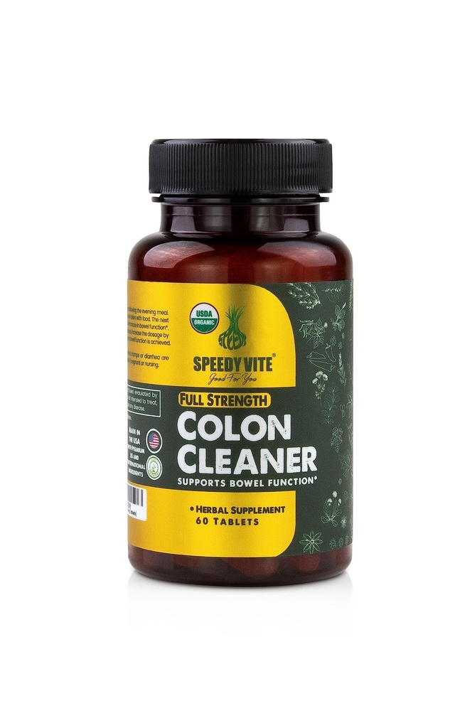 SpeedyVite® Biologische Colon Cleaner Full Strength - (60 Veg tabletten) met biologische Cascara Sagrada schors, Oregon Grape Root, Turkije Rabarber, Gember & Venkel. Natuurlijke aanvulling - Ondersteunt Bowel functie*
