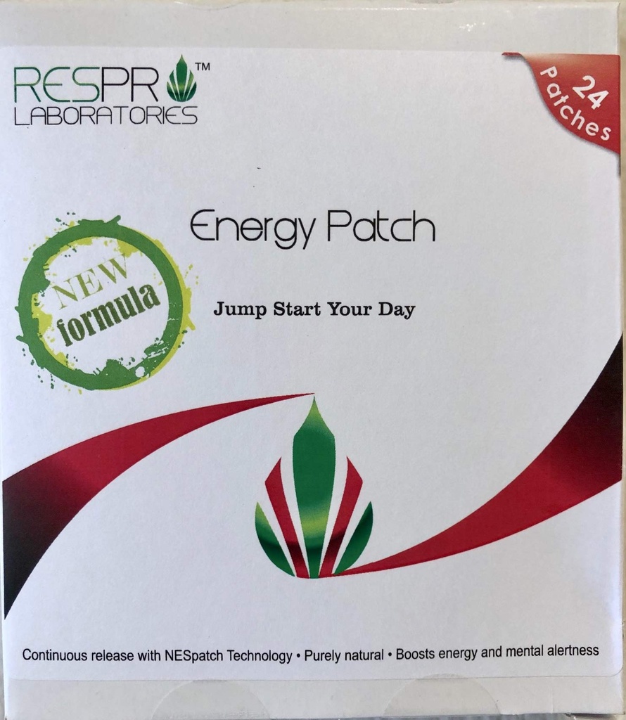 Respro Labs Nieuwe energiepatch met B12, Natural Guarana en Black Pepper, Continue Release - 24 Patches