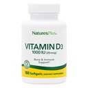 Natures Plus Vitamine D3 (Cholecalciferol) - 1000 ie, 180 Softgels - Voedingsondersteuning voor gezonde botten en immuunsysteemondersteuning - Biobeschikbaarheid actieve vorm - Glutenvrije - 180 porties