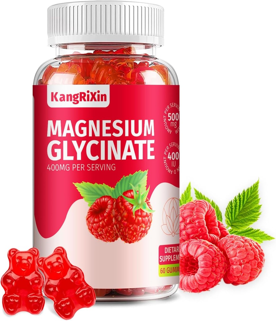 Magnesium Glycinate Gummies - Suikervrije Magnesium Supplementen voor volwassenen en kinderen, Hoge Absorptie Magnesium Gummies Gelatine Vrij (60 Tellen (Pack of 1))