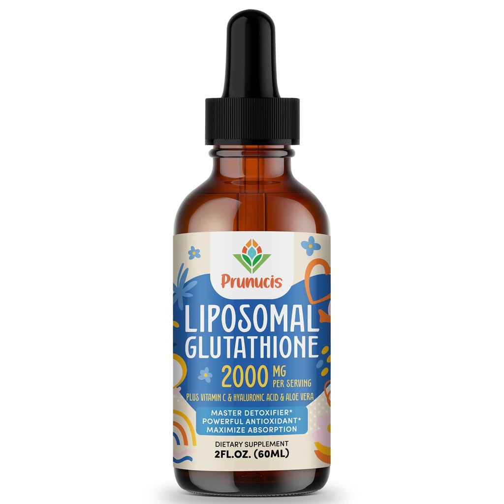 2000MG Liposomale Glutathion Vloeistof, 98% Absorptie, Actieve Vorm L-Glutathione Supplement, Vegan Vriendelijk, Krachtig Antioxidant Complex voor Immune System, Veroudering Verdediging, Detox, 2 FL.OZ