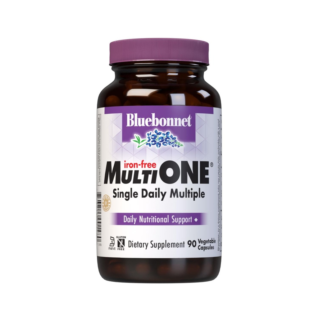 Bluebonnet Nutrition Multi One (Iron Free) Plantaardige Capsules, Complete Complete Complete Spectrum Multiple, B Vitaminen, Algemene Gezondheid, Gluten & Melkvrij, Kosjer, 3 maand levering, Wit, 90 Tel.