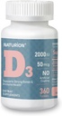 Vitamine D3 2000iu (50 mcg) 1-jaars supply for Immune Support, Healthy Muscle Function, and Bone Health - Non-GMO, Glutenvrij, with Vitamin B2 - (Mini Tablets), 360 Tel.