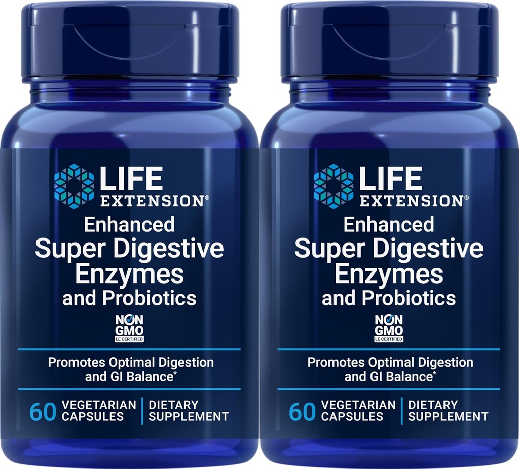 Life Extension Enhanced Super Digestive Enzymes and Probiotics, 60 Vegetarische Capsules (pack van 2)