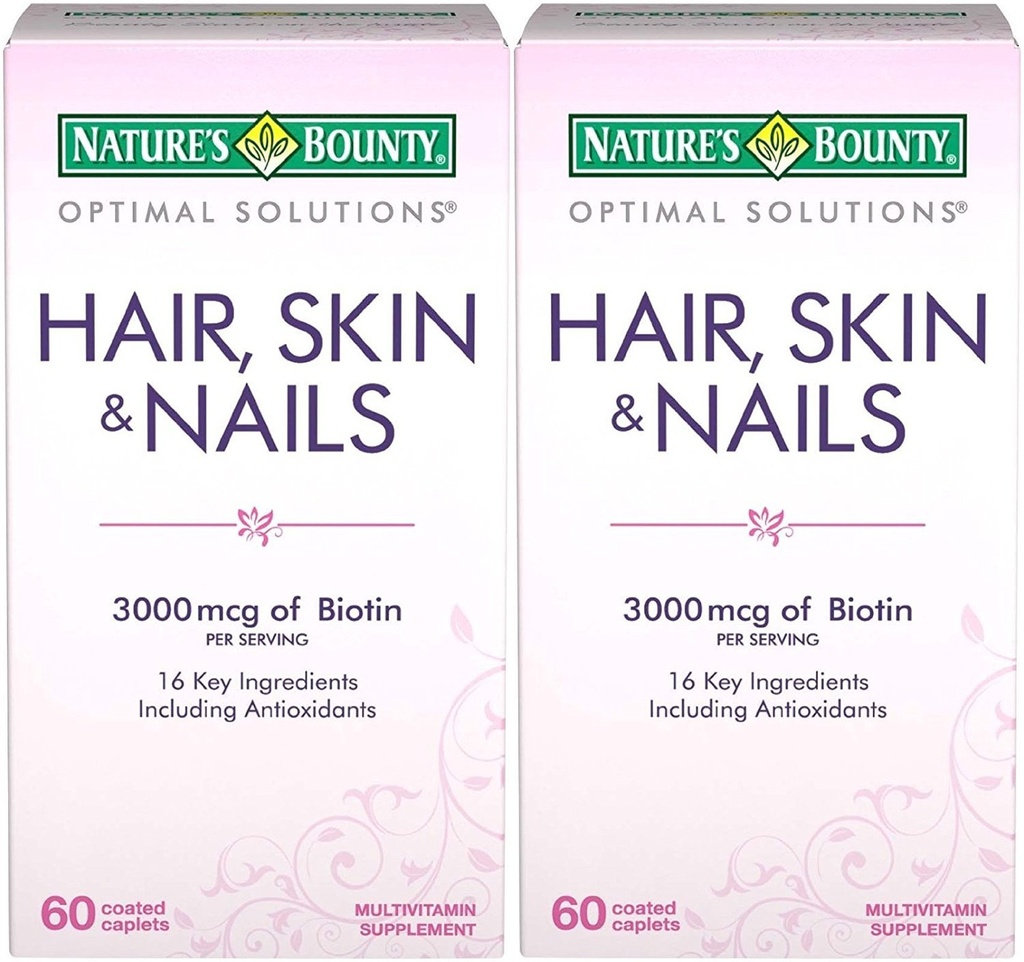 Nature's Bounty Optimale oplossingen Haar-, huid- en nagelsformule, 120 gecoate capletten (2 x 60 aantal)