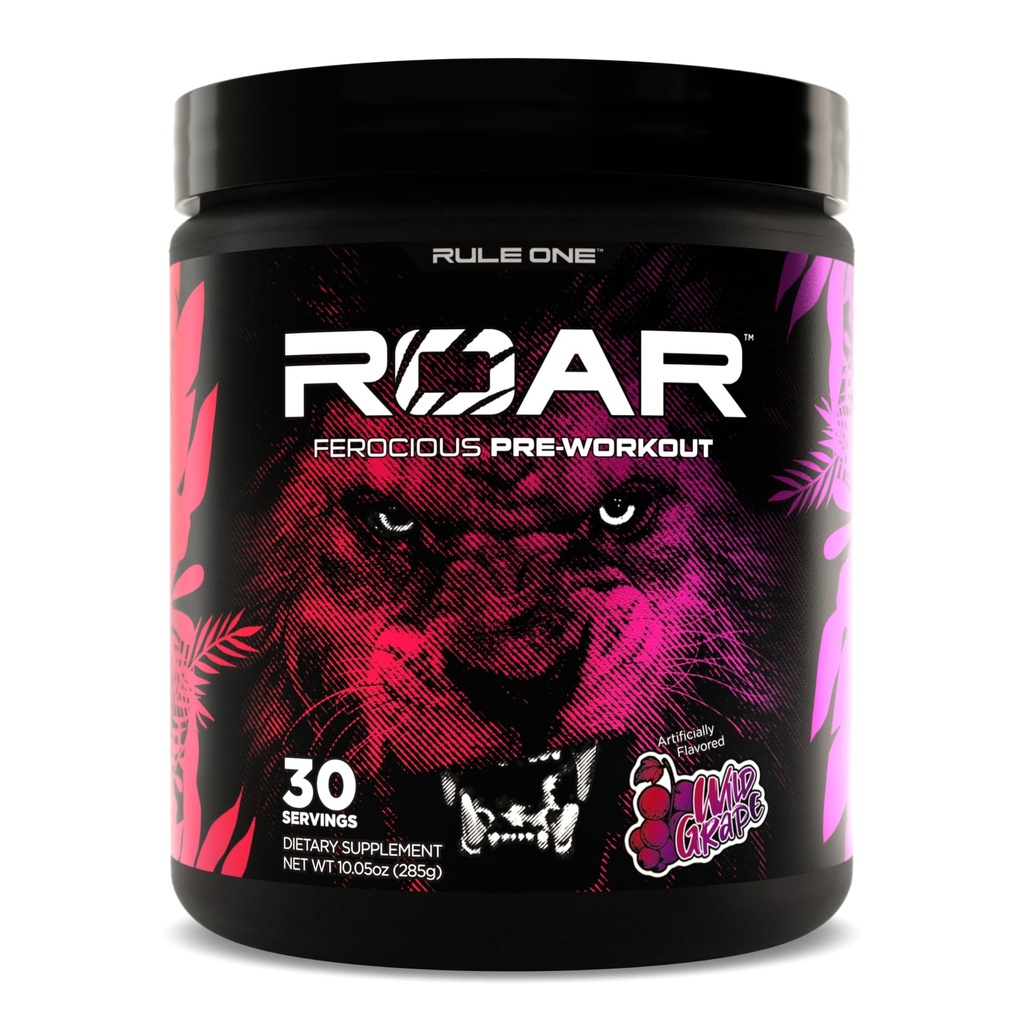 Artikel 1 R1 Roar - Pre-Workout Powder with Creatine, Beta-Alanine, Citrulline, Electrolytes & Cafeïne (30 Serves, Wild Grape)
