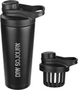 DIW 24 oz Shaker Bottle, Stainless Steel Shaker Bottle met Noise-Free Design, Insulated Metal Shaker Cup voor Proteïne Mixes en Pre Workout, Gym Bottle Shaker(Black)